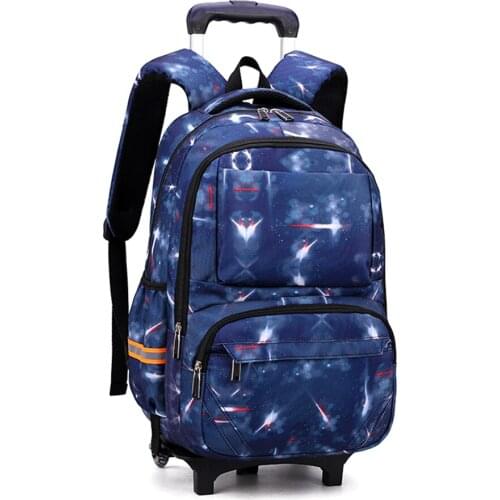 For Boys Trolley School Bags with 2 Wheels Kids Bookbag Wheeled Backpack Carry on Travel Luggage Mochila Rolling Backpack