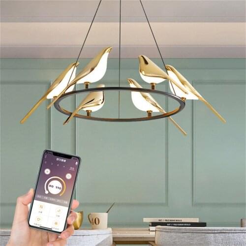 Modern Plating 6 Bird Lamp Led Pendant Light For Dining Hall Kitchen and Living Room Hanging Light Fixture