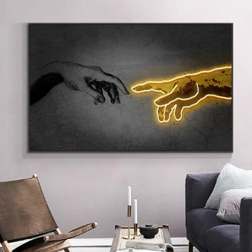 Modern Black and Gold Hand to Hand Canvas Art Paintings For Living Room Bedroom Posters And Prints Wall Poster Home Decor