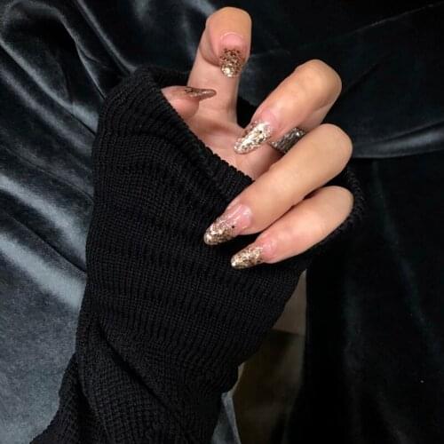 Nail Beauty in Bright Stars with Golden Line Elegant Fashion Detachable Glue Style Suit for All Women in Daily Life
