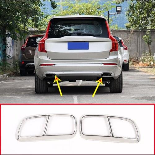 Tail Exhaust Pipe Muffler Cover Trim 2 Pcs Chrome Stainless Steel For Volvo XC90 2015 2016 2017 2018 2019 Auto Accessories