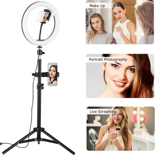 Dimmable USB Plug 120pcs LED 10'' Video Ring Light Lamp For Live Selfie Vlog