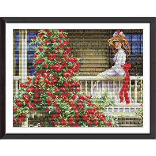 The Woman On The Railing counted RA223 Cross Stitch Set DIY DMC wholesale Cross-stitch Kit Embroidery Needlework Home Decor