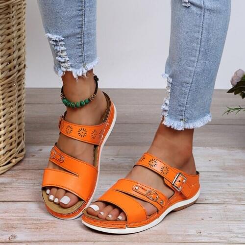 Women 2021 New Summer Outdoor Casual Sandals Slippers Female Platform Buckle Strap Flip Flops Ladies Ankle Strap Sewing Slides