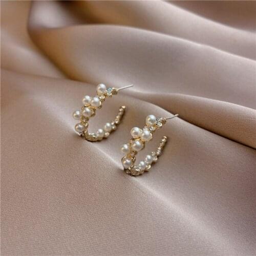 Elegant White Pearls Earrings for Women Girl Fashion Cute Charm Creative Big Circle Earrings Jewelry Party Wedding Gift Hot New