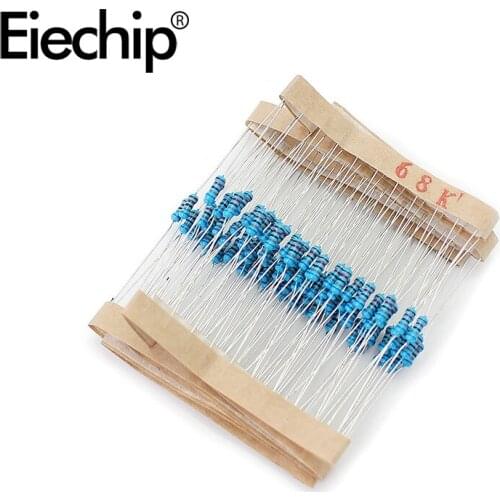 100pcs/lot 1/4W 1% Metal film resistor 0.25W resistance 68K ohm Throught Hole