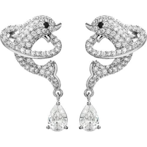 2020 new fashion temperament little dolphin zircon earrings women/girls sweet and romantic wedding party jewelry earrings