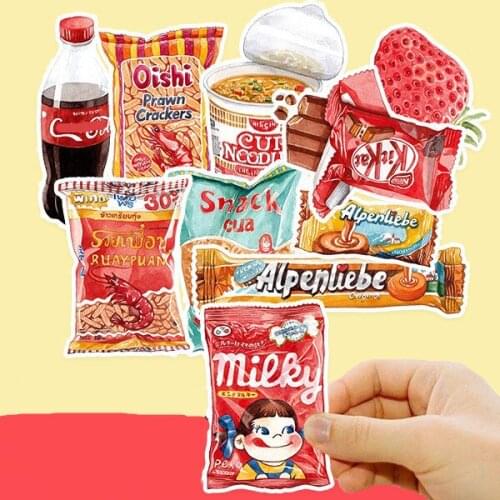 21PCS Snacks Stickers Set Scrapbooking Stickers For Journal Planner Diy Crafts