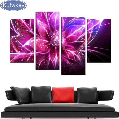 4 piece Modern Flowers ,Needlework Diy Diamond Embroidery Diamond Painting Cross Stitch Full Square Diamond Mosaic gifts
