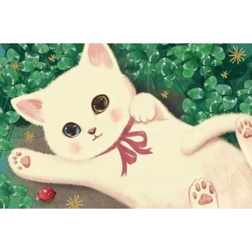 5D Diamond Painting Cartoon Cute Cat Diamond Embroidery Cross Stitch Needlework Home Decor Round Drill Childrens Gifts