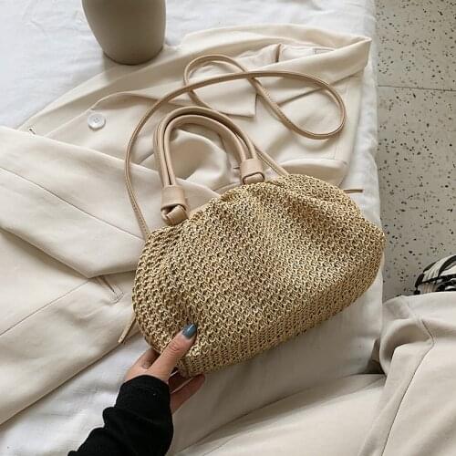 Aaby 2021 Fashion New Straw Handbag For Women High Quality Ladies Shoulder Summer Beach Bag