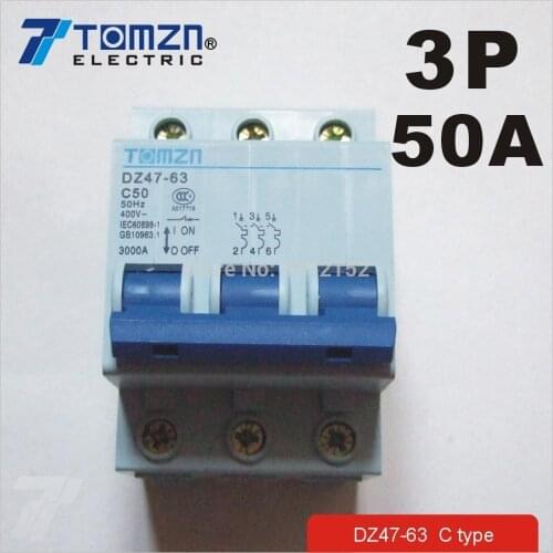 3P 50A 400V~ 50HZ/60HZ Circuit breaker MCB C type
