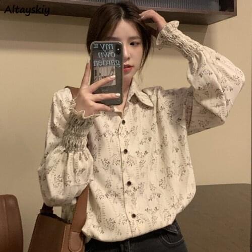 Blouse Women Floral Trendy Blusas Mujer Office Lady All-match Chic Korean Style Summer New Turn-down Collar Trendy Leisure Tops