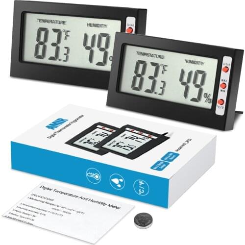 AMIR Indoor LCD Digital Hygrometer Thermometer 2pcs/set Air Humidity Monitor with Temperature Gauge Humidity Meter