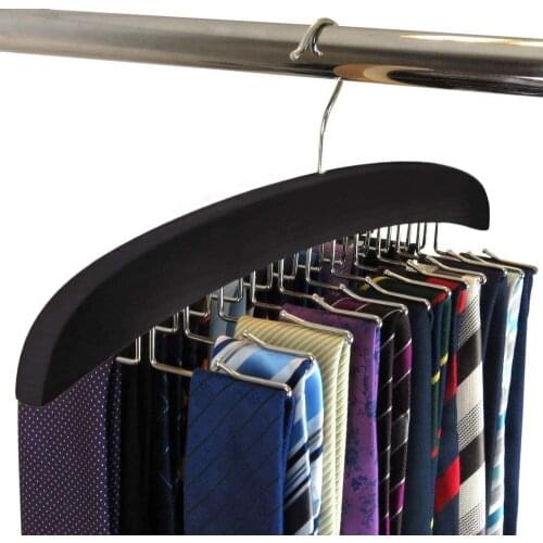 Wooden Tie Hanger, 24 Tie Organizer Rack Hanger Holder Hook， Storage Rack Closet Organization Wardrobe Finishing Rack