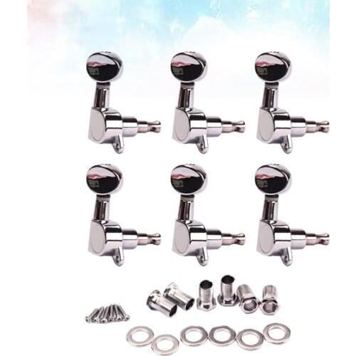 GC206E New 6 In Line Vintage Style Guitar Machine Heads 6R Tuning Pegs (Silver)