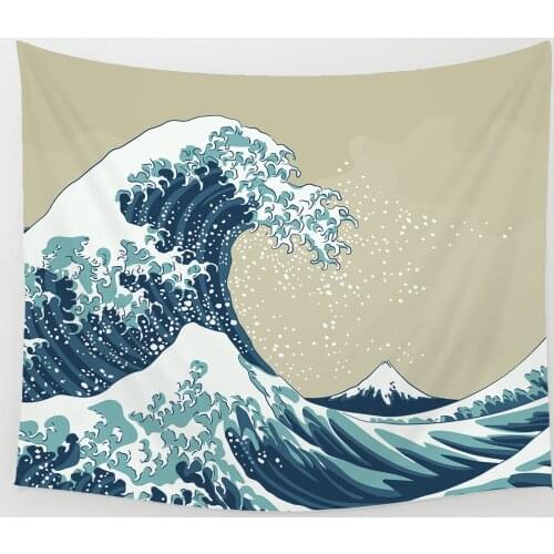 Tapestry of Japanese Style Art Painting Wall Japan Ukiyo-E Kanagawa Surf Canvas Art Painting Wall Tapestries For Living Room