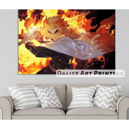 Canvas Anime Demon Slayer Kyoujurou Pictures Home Decoration Paintings Poster HD Prints Wall Art Modular Living Room Framed