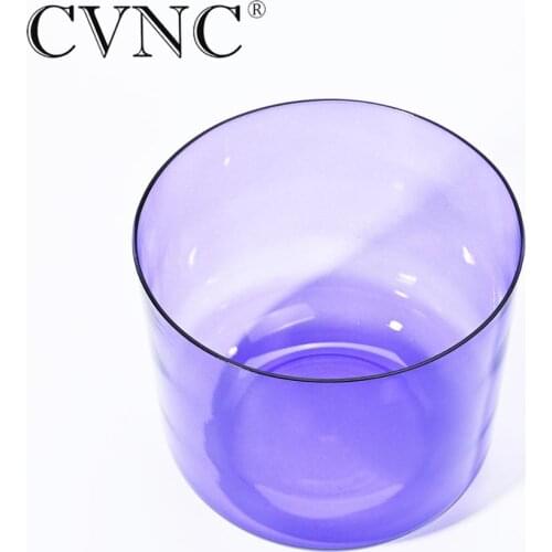 CVNC Note B Crown Crystal Singing Bowl Clear Purple 6" or 7"