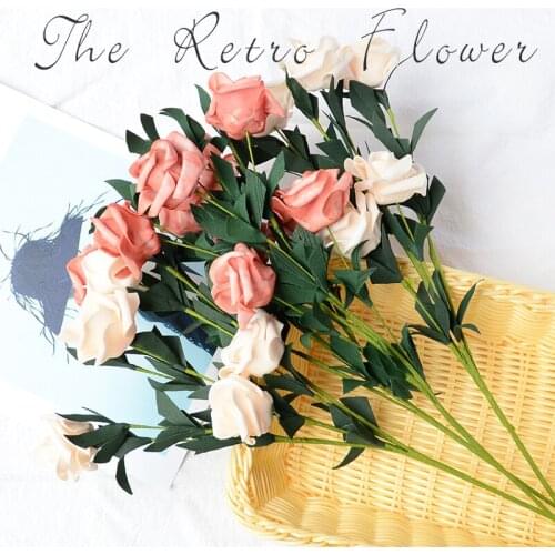 INS Style Artificial Vintage Rose Table Decoration Flowers For Cosmetics Wine Photo Background Photography Fotografia Photo