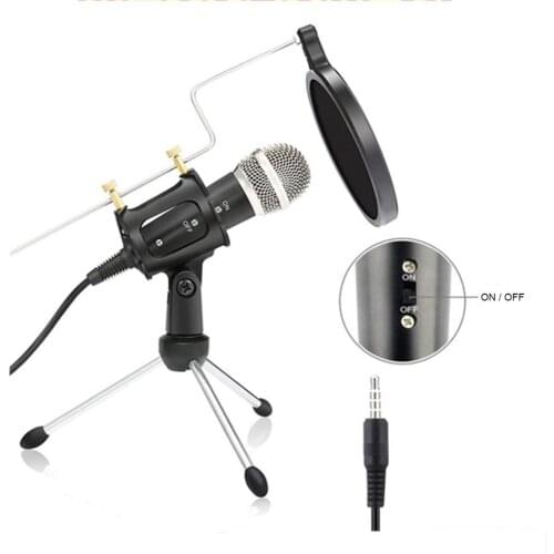 Condenser Microphone 270 degree Rotate Omnidirectional Microphone Recording Broadcast Mic for Computer Desktop Laptop Chatting
