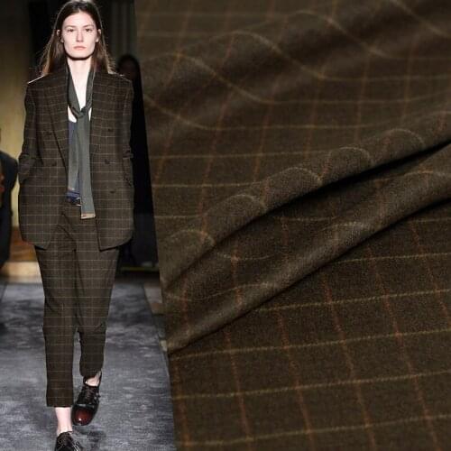 Red Raspberry Coffee Plaid Wool Cotton Fabrics Garment Materials Women Jacket Coat The Sewing Cloth For Tailor Freeshipping