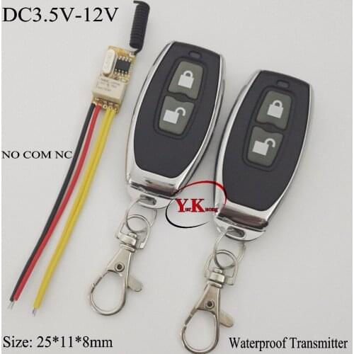 DC 3.5V -12V Miniature Relay Receiver+2 Transmitters 3.7V 4.5V 5V 6V 7.4V 9V 12V Minitype Micro Remote Control Switch Small TXTX