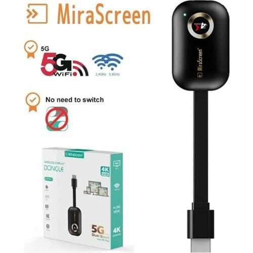 Mirascreen G9 Plus 2.4G/5G 4K Wireless HDMI H.265 Wifi Display Dongle Mirror Miracast Airplay DLNA Receiver for Projector