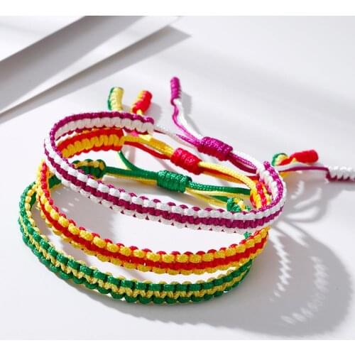 Multicolor Tibetan Buddhist Braided Bracelets & Bangles For Men Women Handmade Charm Lucky Knot Rope Adjustable Weave Bracelet