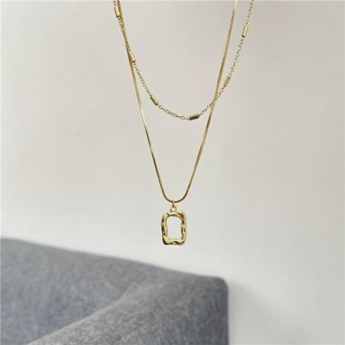 Fashion Double Layer Suit Gold Geometric Pendant Necklace For Woman Fashion Korean Star Same Jewelry Party Luxury Girls Necklace