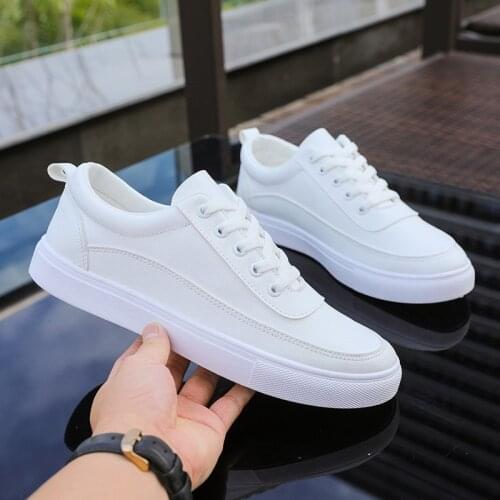 Mens shoes new lace up leather white shoes sports shoes mens fashion casual flat shoes driving shoes outdoor work shoes