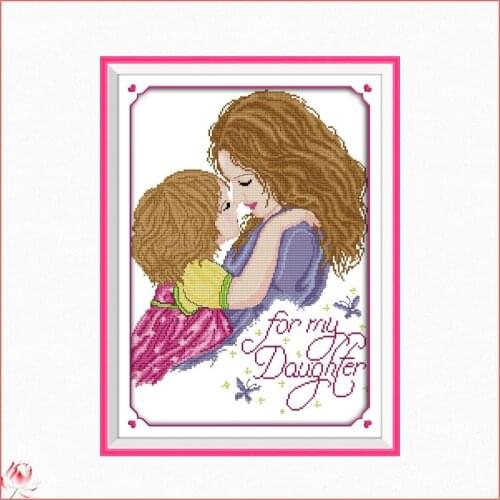 Joy Sunday Mother-daughter Love Cross Stitch Kit DIY Pattern 14CT 11CT Embroidery Set Needlework Home Decoration Craft Painting