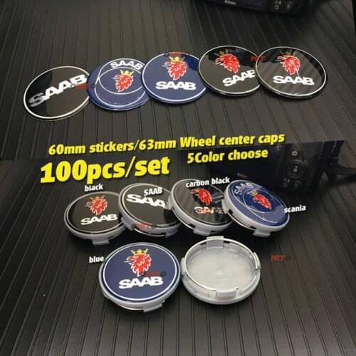 Wholesale 100pcs/set 63mm car center cap logo wheel hub For 9-3 9-5 93 95 emblem Dust-proof badge cover