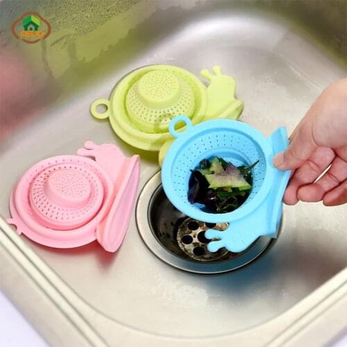 MSJO Sink Drain Protector Hair Catcher Kitchen Accessories Silicon Snail Cleaning Waste Plug Drainer Vegetable Strainer For Sink