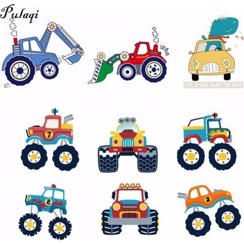 Pulaqi Printable Heat Transfer Vinyl PVC Car Tractor Patch Badge Thermal Transfer Iron On Transfers For Clothes Decor H