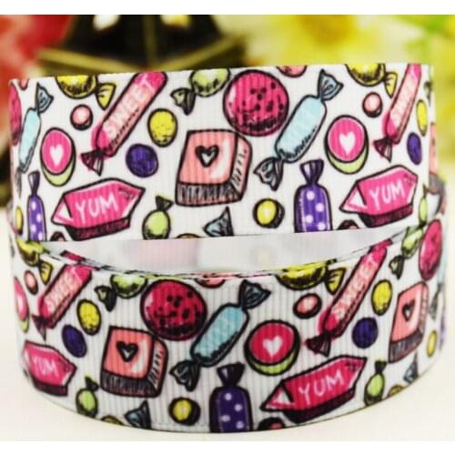 22mm 25mm 38mm 75mm Candy cartoon printed Grosgrain Ribbon party decoration 10 Yards X-04598