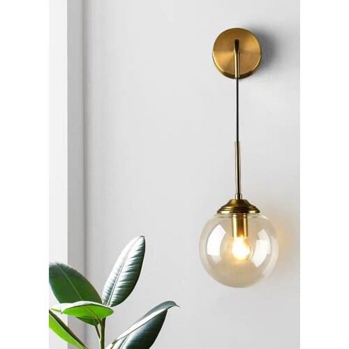 Modern Edison Glass Ball Wall Lamp Nordic Gold Wall Lighting Fixtures Home Decor Bedroom Bathroom Mirror Light Indoor Luminaire