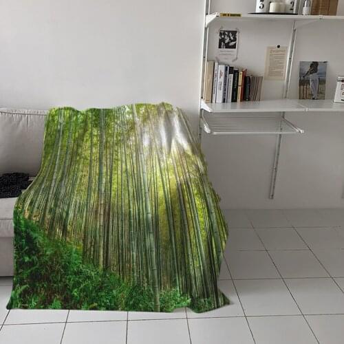 Bedroom Warm Blankets Summer Bamboo Forest Sun Sofa Throw Blankets Childrens Baby Soft Blankets Airplane Portable Blanket