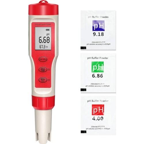 4 in 1 Water Quality Tester PH/EC/TDS/Temperature Meter Monitor Tester for Drinking Water, Pool, Lab, Food Processing, Aquarium