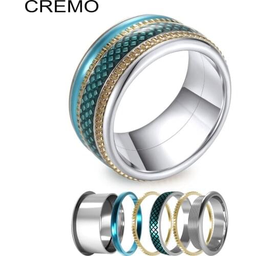 Koaem Bohemia Titanium Rings Women Statement Rotatable Stainless Steel Ring Band Ring Femme Bijoux Gift For Girls