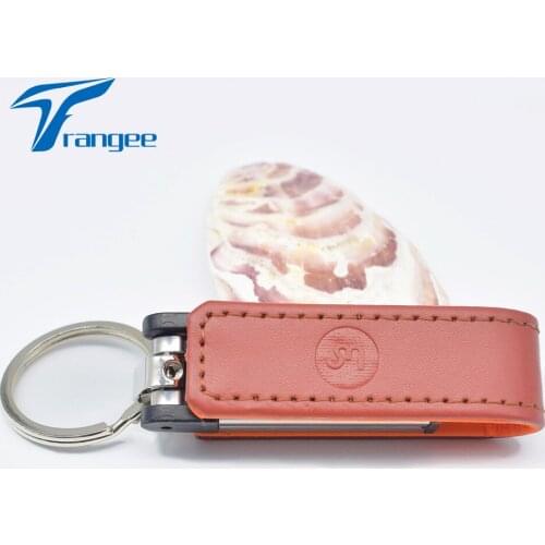 Trangee 10PCS/LOT Custom Logo Engrave 64G leather usb flash drive fur key chains pendriver 8gb 16gb 32gb commercial memory stick
