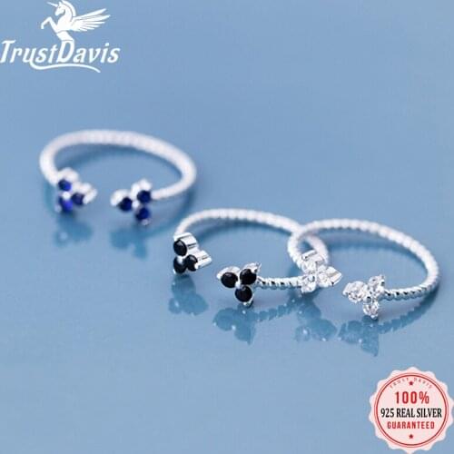TrustDavis Real 925 Sterling Silver Fashion Sweet Twist Dazzling CZ Ring Sizable For Women Wedding Party Fine Jewelry DA2377