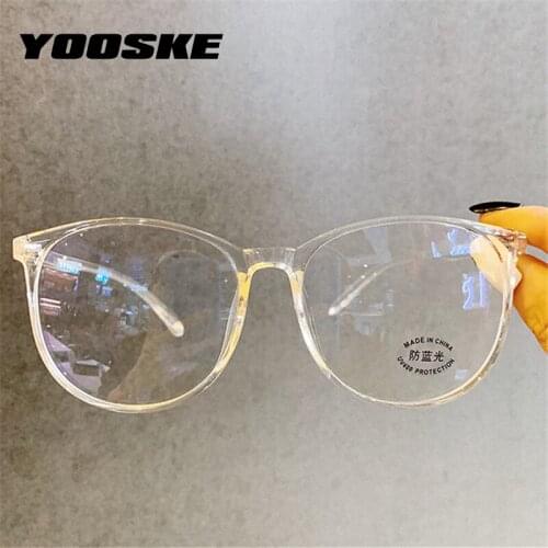 YOOSKE Round Glasses Frame Women Oversized Anti-blue light Computer Eyeglasses Frames Men Optical Frame Transparent Spectacles