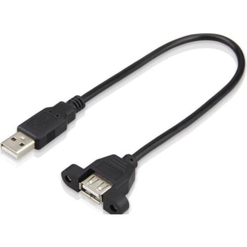 YTC064 30cm USB Extension Cable with Screw Panel Mount USB 2.0 Male to Famale Cables Connectors For Computer Motherboard Panel