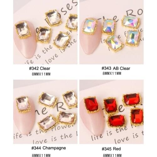 Jewelry Crystal Strass Nail Diamond Stones 100pcs 11X11mm Nail Decorations Glitter Alloy Jewelry Rhinestones DIY Nail Jewelry