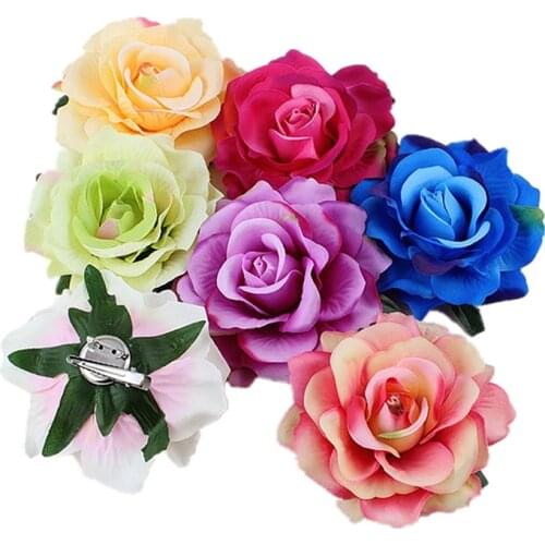 Bohemian Rose Artificial Flower Hairpin Barrette Bridal Wedding Party Brooch Women Hair Clip Hairgrip Headwear Hair Accessories