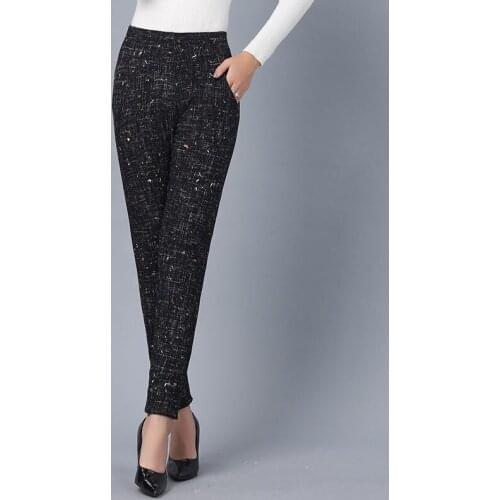 2021 Autumn Winter New Fashion Plus Velvet Leggings Female Plus-size Print Flower Warm Pants Ladies Casual Thicken Trousers Z543