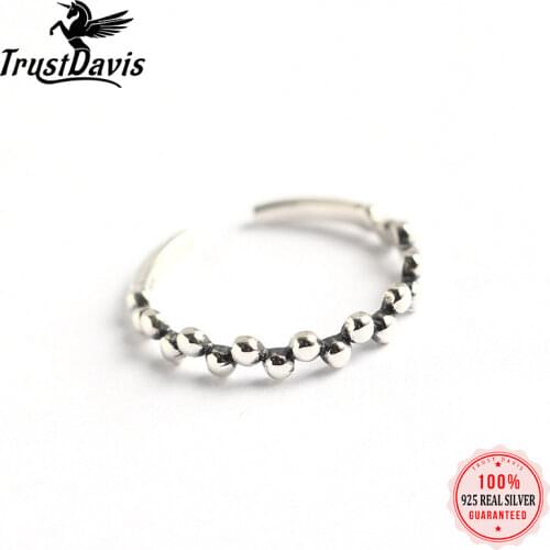 ElfoPlataSi Real 925 Sterling Silver Minimalist Irregular Beads Opening Ring For Women Wedding Valentines Day Jewelry DD440