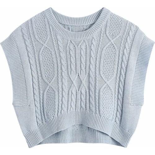 Summer women O Neck casual Pullovers knitting vest Crop sweater Lady Short Tank Top sleeveless Knitwear versatile Waistcoat top