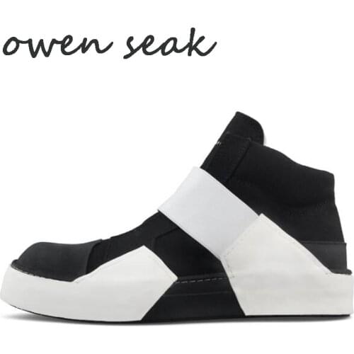 18ss Owen Seak Arrival Men Casual Canvas Shoes High-TOP Ankle Luxury Trainers Sneaker Rock Boots Brand Flats Black Shoes